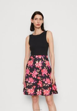 Anna Field Sko 4NHR411 Anna Field dagskjole sort/rød/lilla kvinder