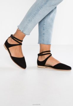 Anna Field Sko 4NHR42156 Anna Field læder ankelrem ballet pumps sort kvinder