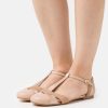 Anna Field Sko 4NHR42168 Anna Field læder ankelrem ballet pumps beige kvinder