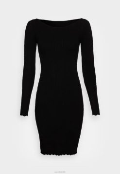 Anna Field Sko 4NHR4230 Anna Field båd ausschnitt mini strickkleid mit geschweiften rndern jumper kjole sort kvinder