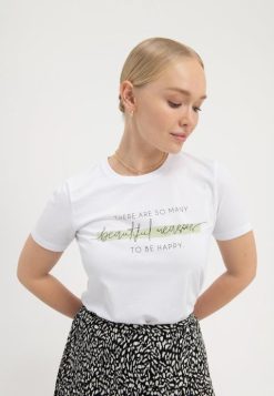 Anna Field Sko 4NHR4239 Anna Field print t-shirt hvid kvinder