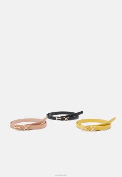 Anna Field Sko 4NHR42750 Anna Field 3 pak bælte sort/rosenguldfarvet/sennepsgul kvinder