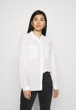 Anna Field Sko 4NHR4671 Anna Field basic bluse med forlommer button-down bluse offwhite kvinder