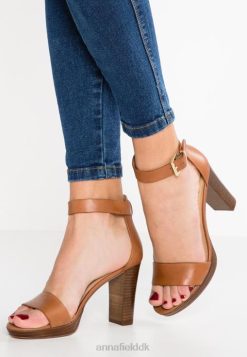 Anna Field Støvler 4NHR41549 Anna Field højhælede læder sandaler cognac kvinder