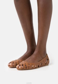 Anna Field Støvler 4NHR42125 Anna Field læder peeptoe ballet pumps cognac kvinder