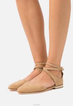 Anna Field Støvler 4NHR42170 Anna Field læder ankelrem ballet pumps beige kvinder