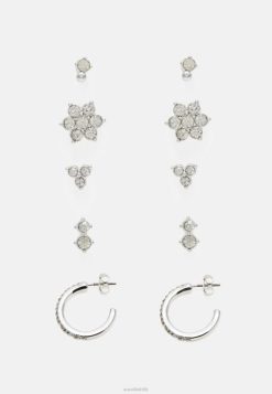 Anna Field Støvler 4NHR42662 Anna Field 5 pak øreringe sølvfarvede kvinder