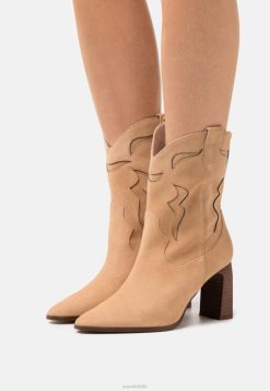 Anna Field Tasker 4NHR42052 Anna Field læder cowboy/biker ankelstøvle beige kvinder