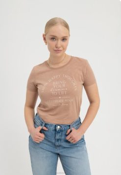 Anna Field Tasker 4NHR4321 Anna Field bring dine drømme ud i livet print t-shirt brun kvinder