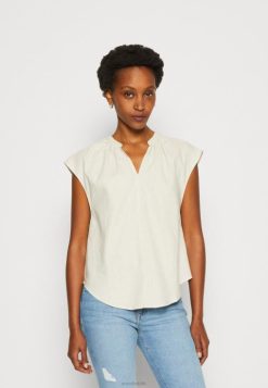 Anna Field Tasker 4NHR4336 Anna Field beige t-shirt med skjortetryk i hør-mix kvinder